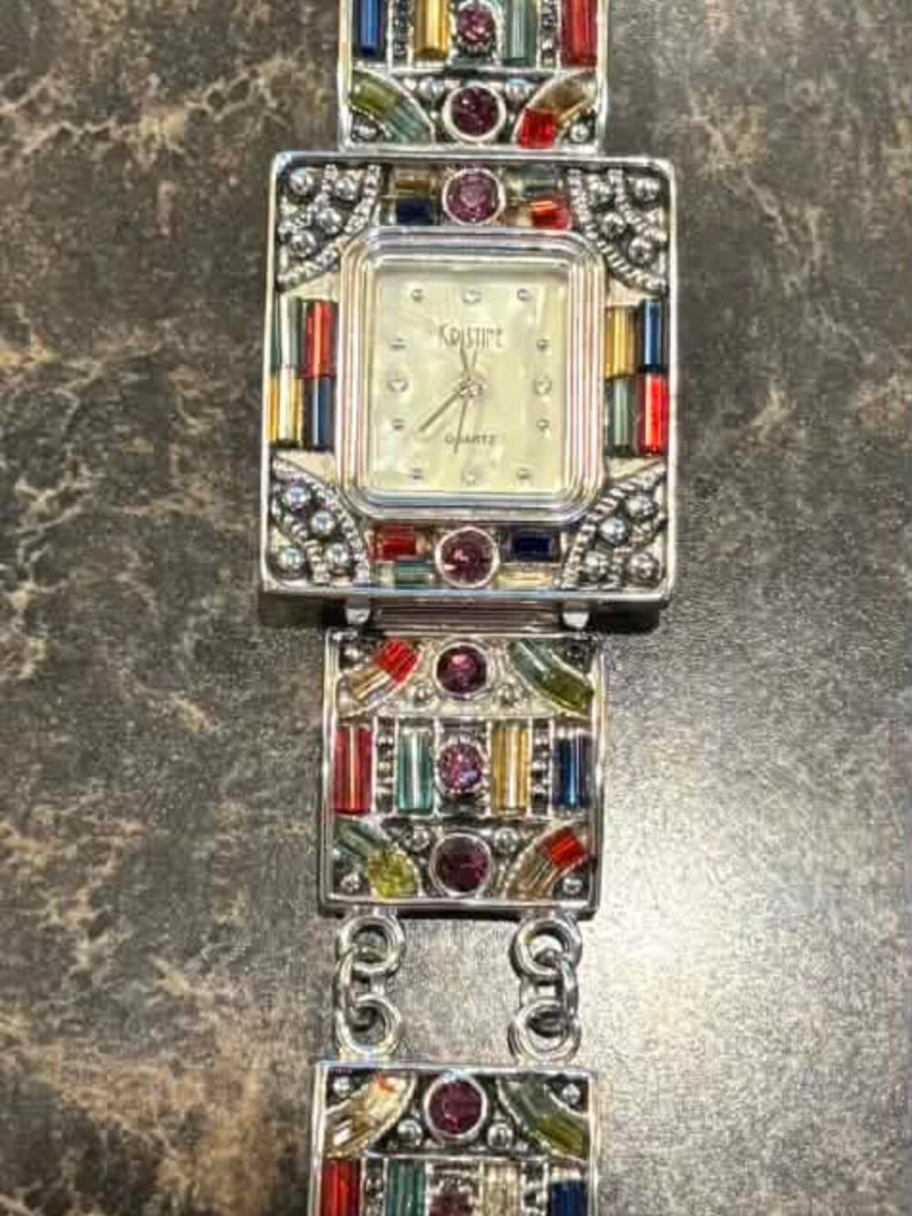 Kristine Quartz Ladies Watch with Multi-Colored Rhinestone Crystals - Picture 4 of 4
